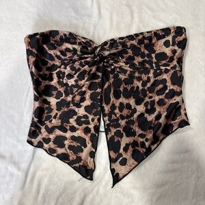SHEIN Leopard Print Crop Top - Black and Brown